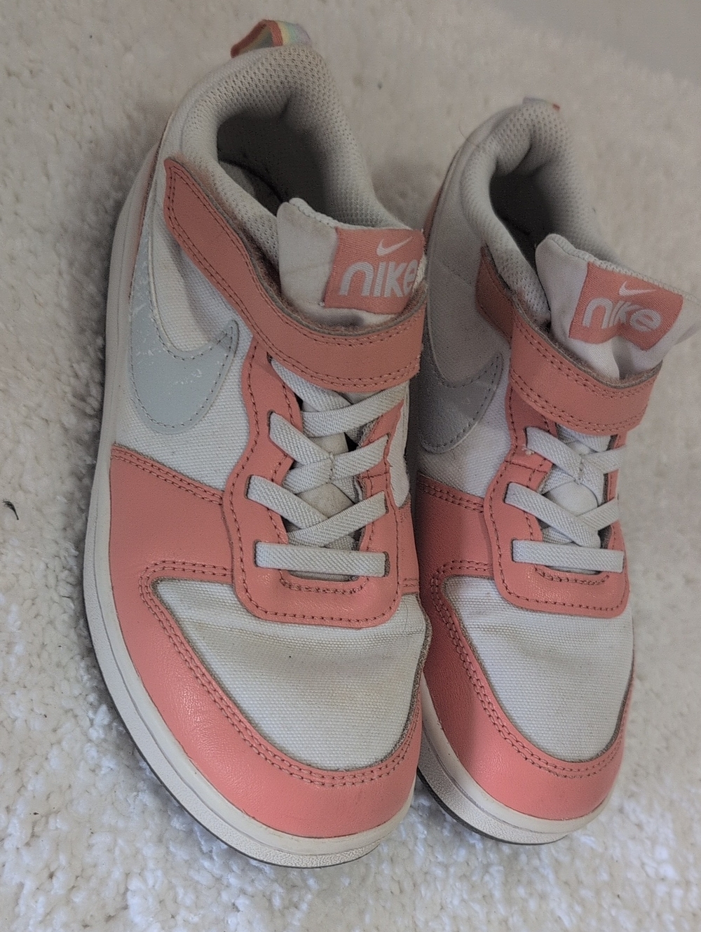 Nike Kids White and Pink Velcro Sneakers